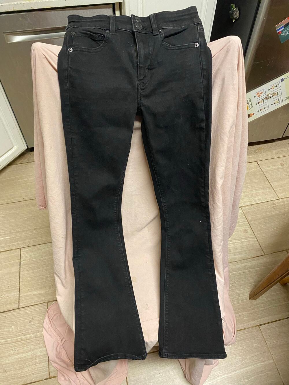 American Eagle Womens Next Level Jeans Size 2 Black HI-Rise Artist Flare